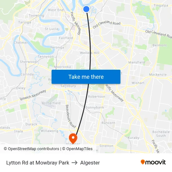 Lytton Rd at Mowbray Park to Algester map