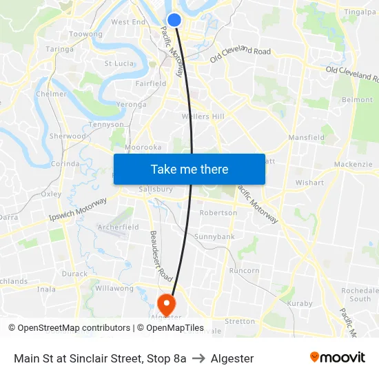 Main St at Sinclair Street, Stop 8a to Algester map