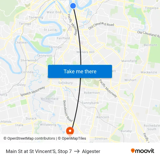 Main St at St Vincent'S, Stop 7 to Algester map