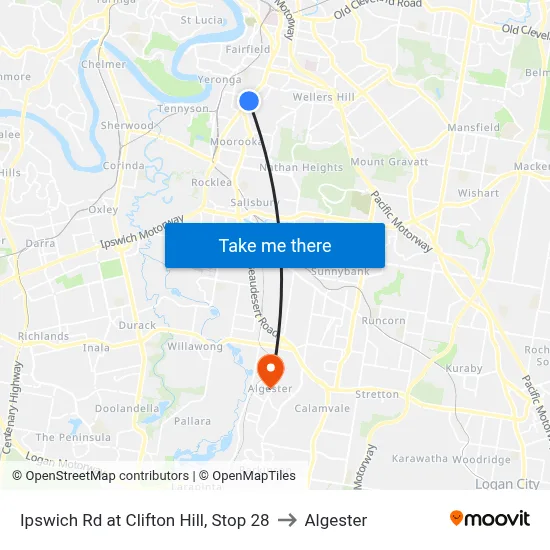 Ipswich Rd at Clifton Hill, Stop 28 to Algester map