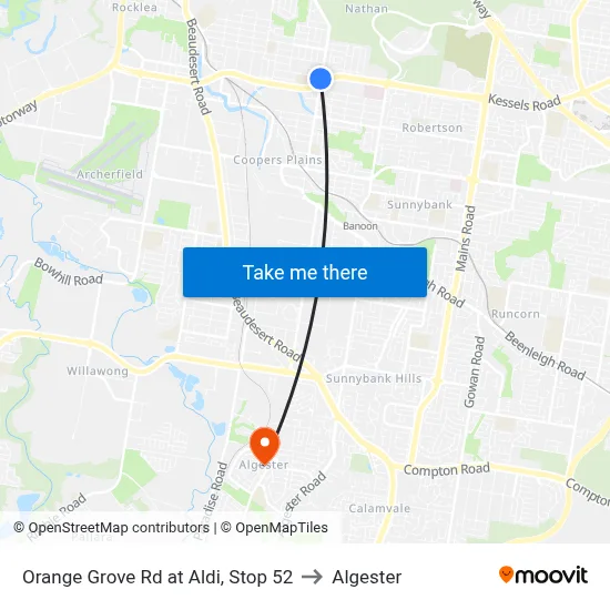 Orange Grove Rd at Aldi, Stop 52 to Algester map