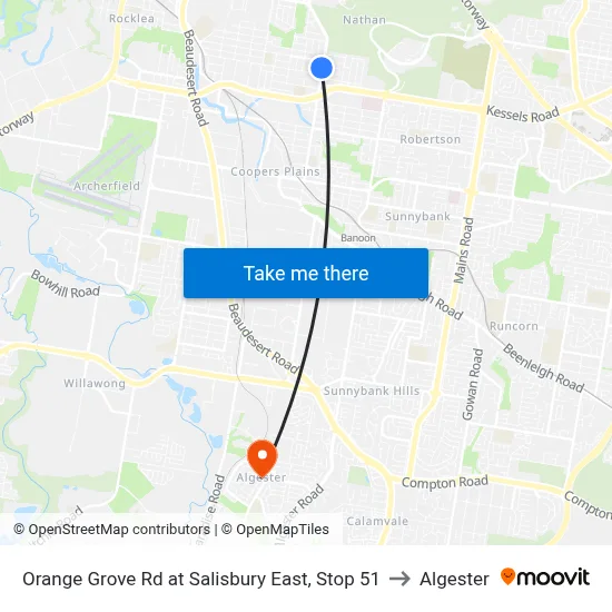 Orange Grove Rd at Salisbury East, Stop 51 to Algester map