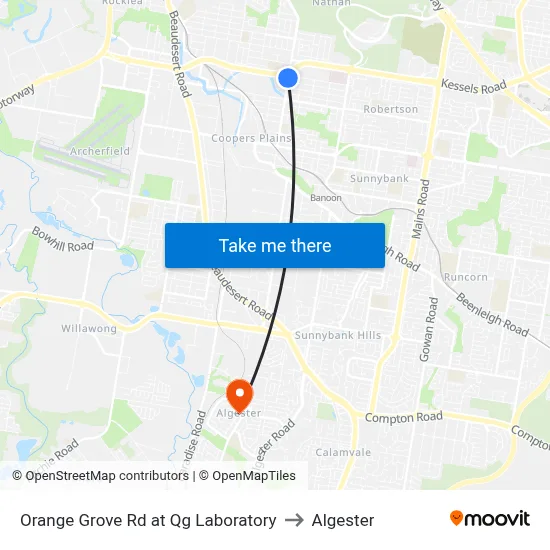 Orange Grove Rd at Qg Laboratory to Algester map