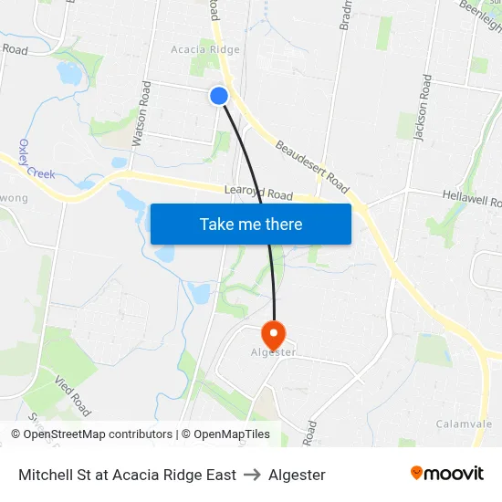 Mitchell St at Acacia Ridge East to Algester map