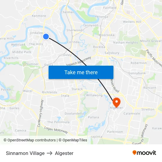 Sinnamon Village to Algester map