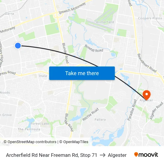 Archerfield Rd Near Freeman Rd, Stop 71 to Algester map