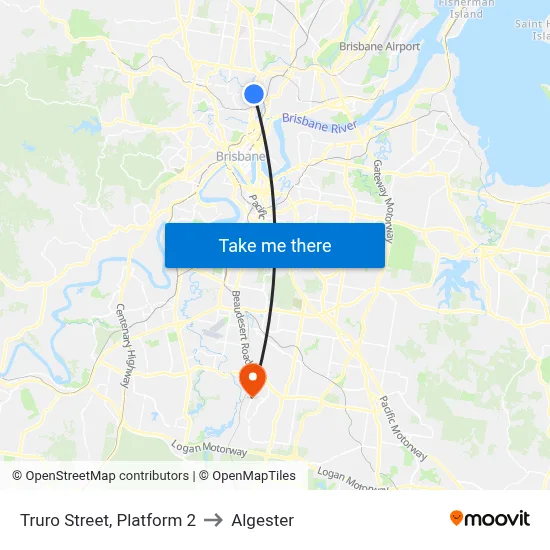Truro Street, Platform 2 to Algester map