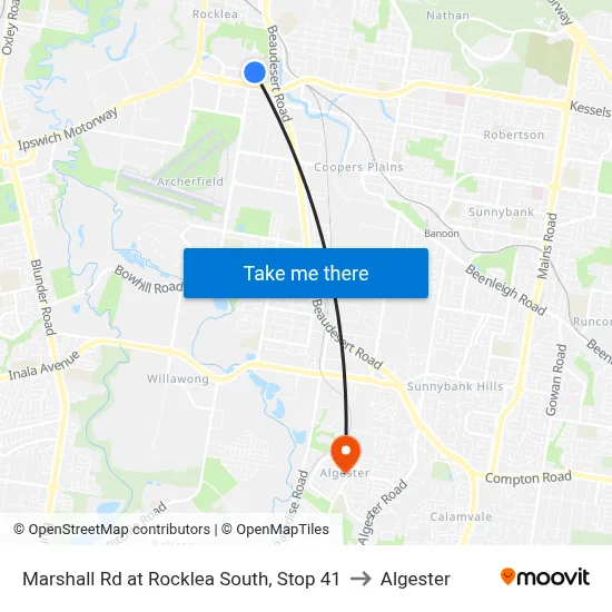 Marshall Rd at Rocklea South, Stop 41 to Algester map