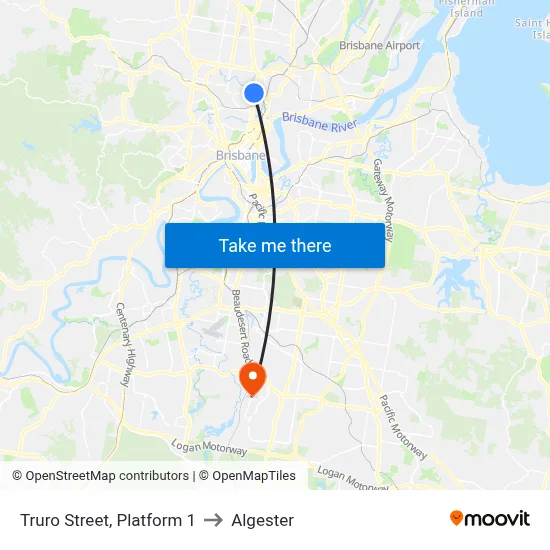 Truro Street, Platform 1 to Algester map