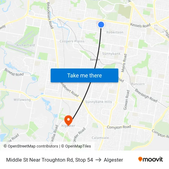 Middle St Near Troughton Rd, Stop 54 to Algester map