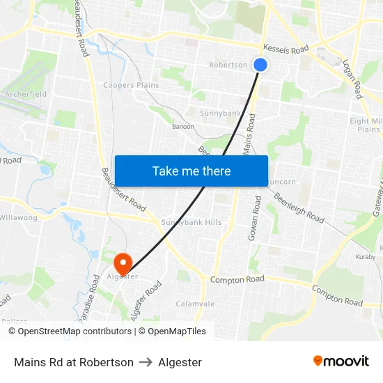 Mains Rd at Robertson to Algester map