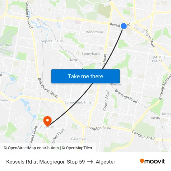 Kessels Rd at Macgregor, Stop 59 to Algester map