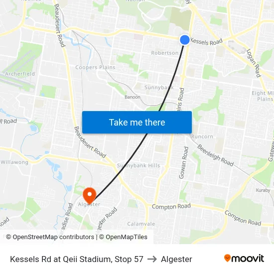 Kessels Rd at Qeii Stadium, Stop 57 to Algester map