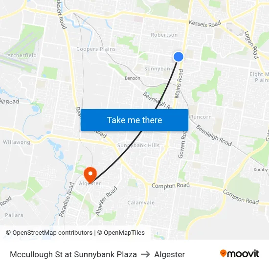 Mccullough St at Sunnybank Plaza to Algester map