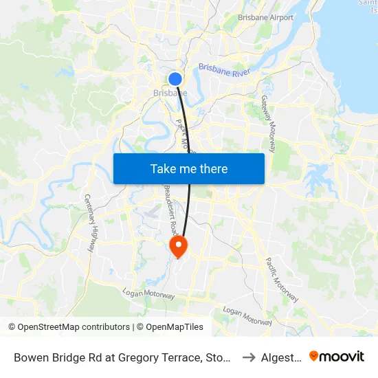 Bowen Bridge Rd at Gregory Terrace, Stop 7 to Algester map