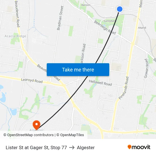Lister St at Gager St, Stop 77 to Algester map