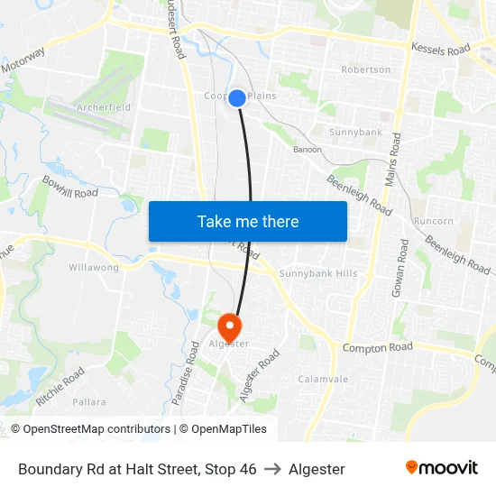 Boundary Rd at Halt Street, Stop 46 to Algester map