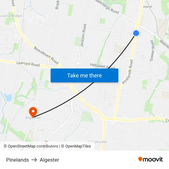 Pinelands to Algester map