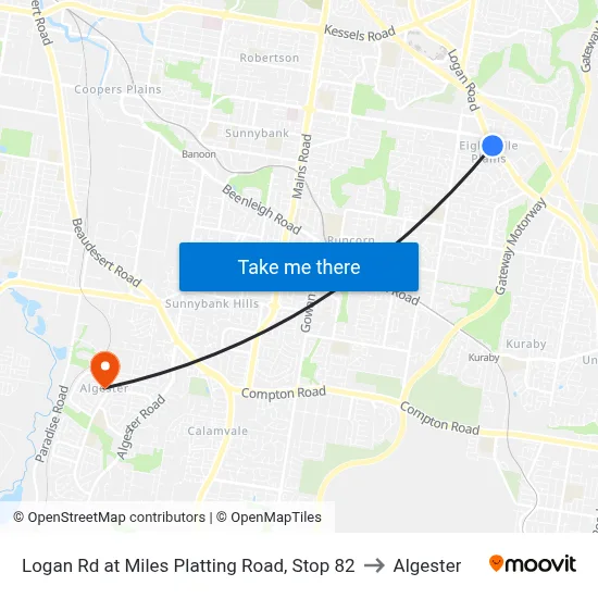 Logan Rd at Miles Platting Road, Stop 82 to Algester map