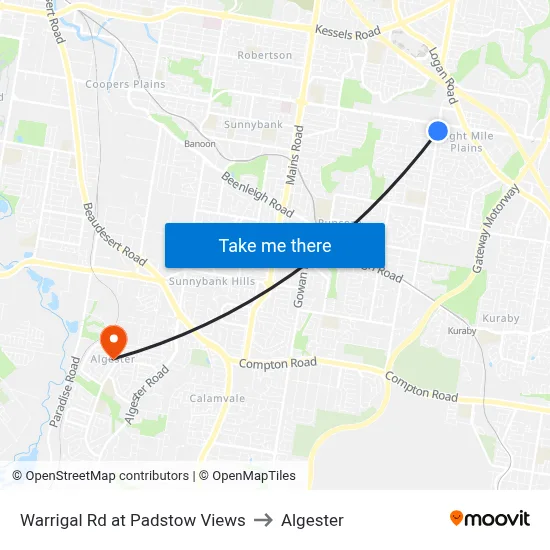 Warrigal Rd at Padstow Views to Algester map