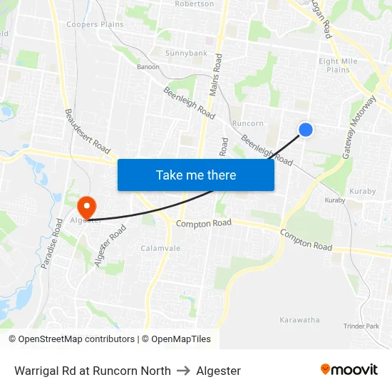 Warrigal Rd at Runcorn North to Algester map