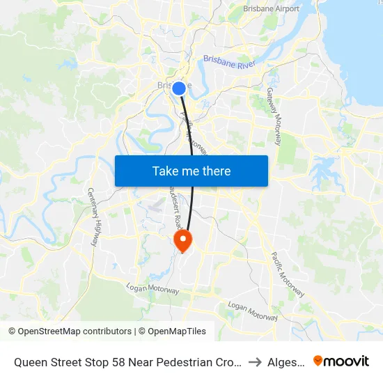 Queen Street Stop 58 Near Pedestrian Crossing to Algester map