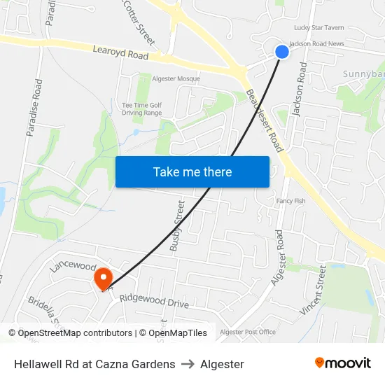 Hellawell Rd at Cazna Gardens to Algester map