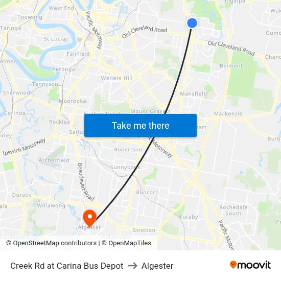 Creek Rd at Carina Bus Depot to Algester map