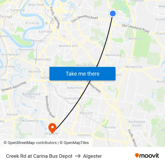 Creek Rd at Carina Bus Depot to Algester map