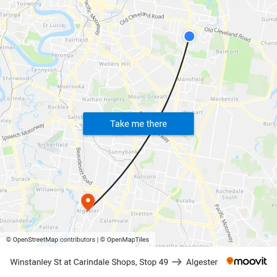 Winstanley St at Carindale Shops, Stop 49 to Algester map