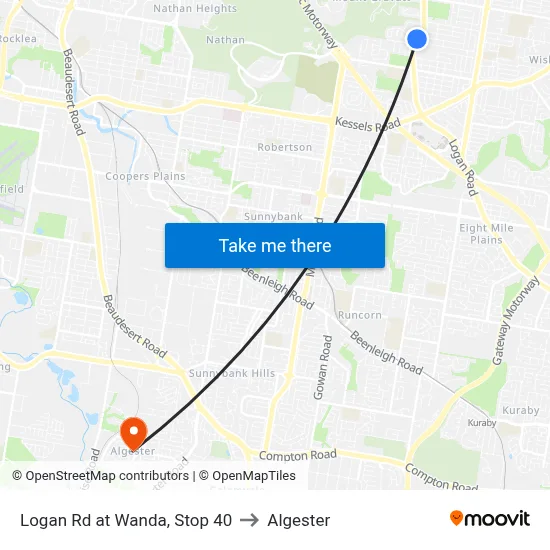 Logan Rd at Wanda, Stop 40 to Algester map