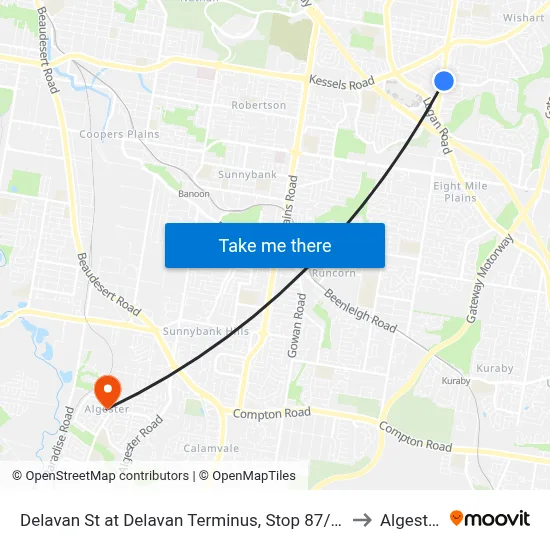 Delavan St at Delavan Terminus, Stop 87/78 to Algester map