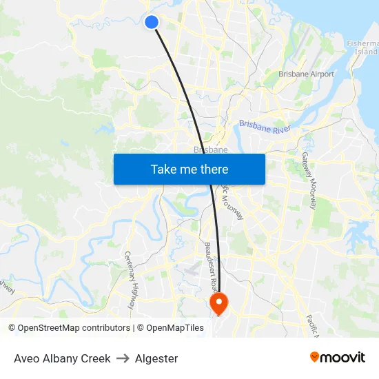 Aveo Albany Creek to Algester map