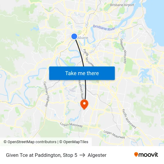 Given Tce at Paddington, Stop 5 to Algester map