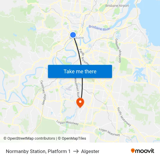 Normanby Station, Platform 1 to Algester map