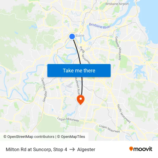 Milton Rd at Suncorp, Stop 4 to Algester map