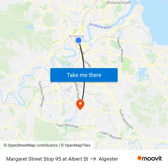 Margaret Street Stop 95 at Albert St to Algester map