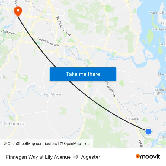 Finnegan Way at Lily Avenue to Algester map