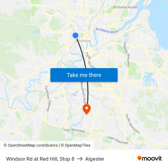 Windsor Rd at Red Hill, Stop 8 to Algester map
