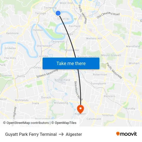 Guyatt Park Ferry Terminal to Algester map