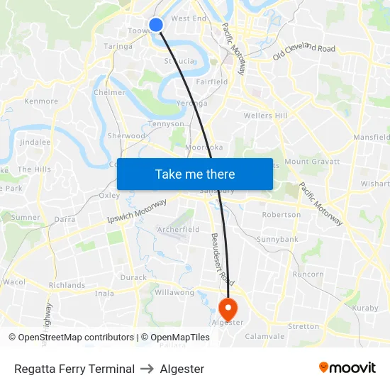 Regatta Ferry Terminal to Algester map
