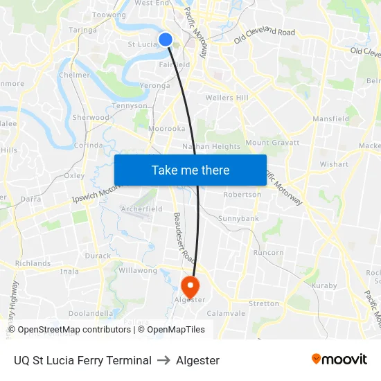 UQ St Lucia Ferry Terminal to Algester map