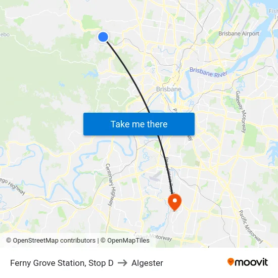 Ferny Grove Station, Stop D to Algester map
