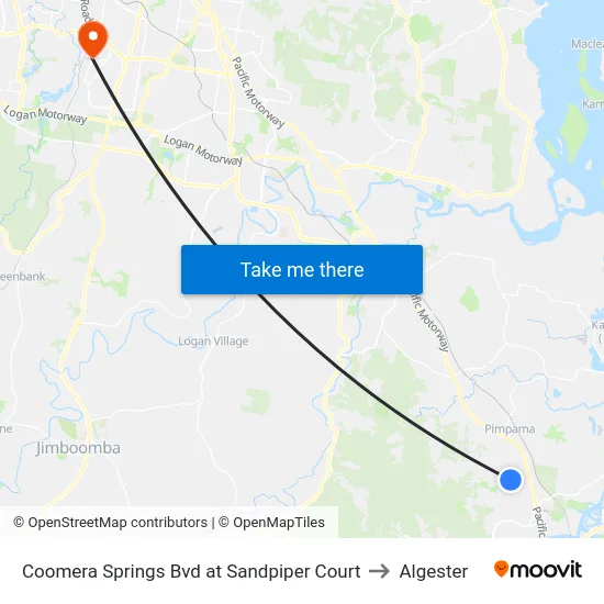Coomera Springs Bvd at Sandpiper Court to Algester map