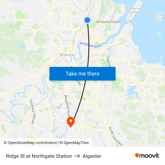 Ridge St at Northgate Station to Algester map