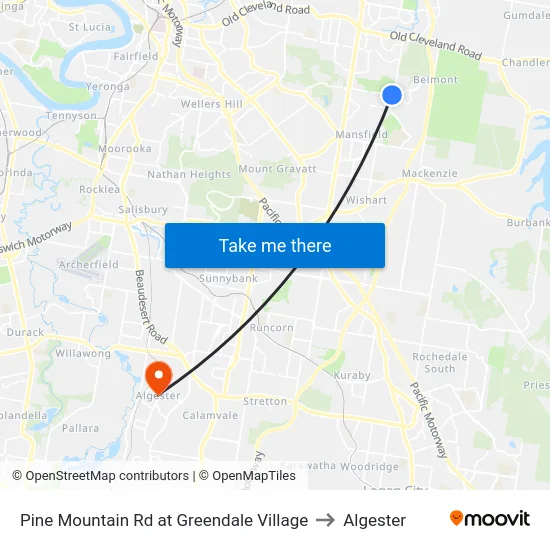 Pine Mountain Rd at Greendale Village to Algester map