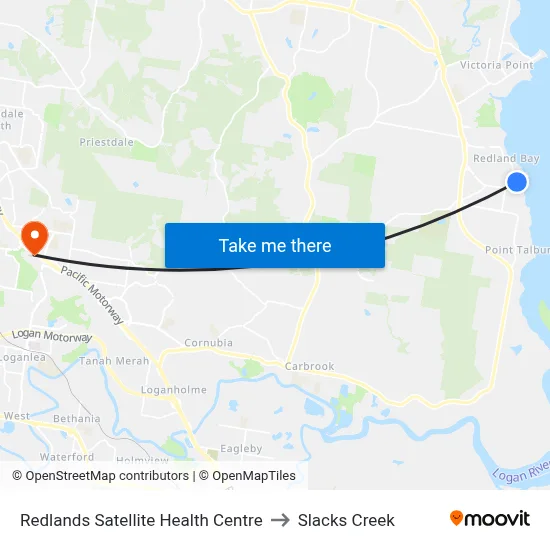 Redlands Satellite Health Centre to Slacks Creek map
