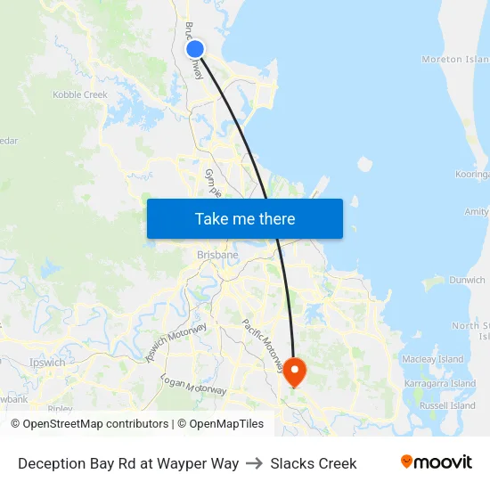 Deception Bay Rd at Wayper Way to Slacks Creek map