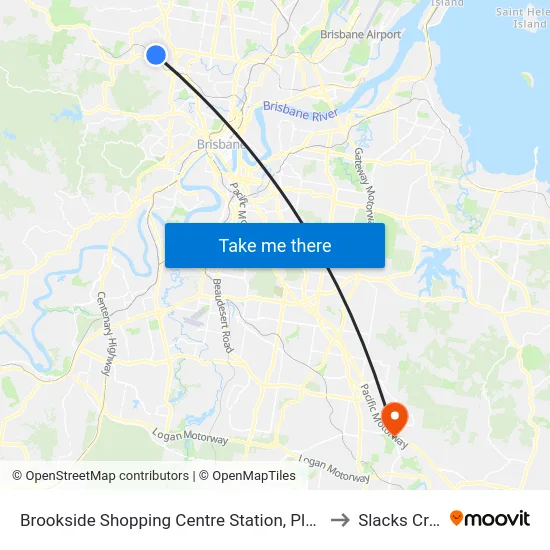 Brookside Shopping Centre Station, Platform A to Slacks Creek map