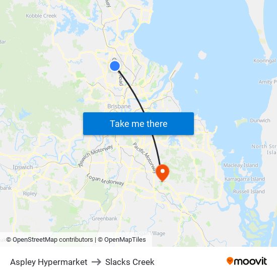 Aspley Hypermarket to Slacks Creek map